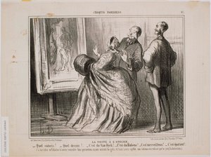 Parijse schetsen - Het atelierbezoek - Wat een schets! Wat een tekening! Het is van Van Dyck door Honoré Daumier